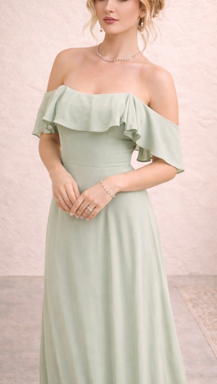 Freya Chiffon Gown - Sage