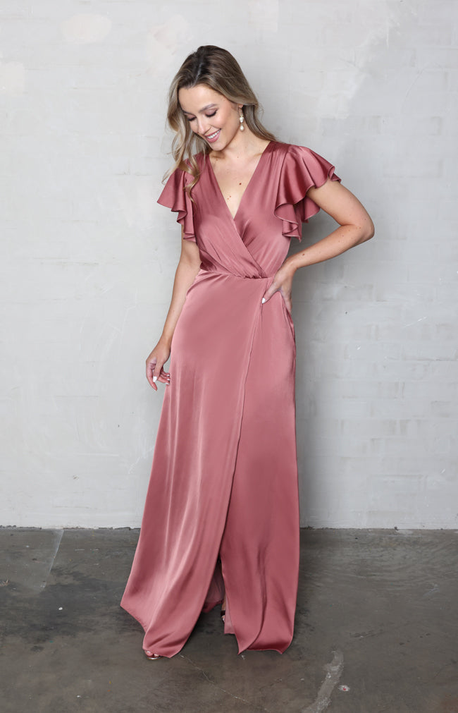 Della Satin Gown - Marsala