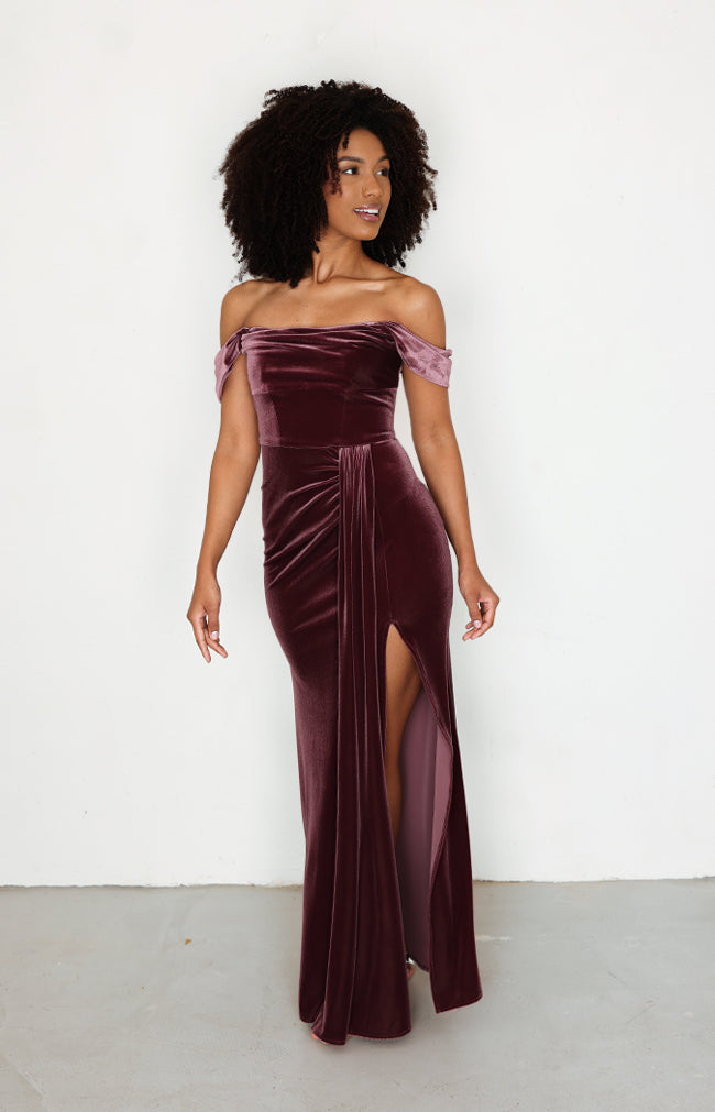 Sofia Velvet Gown - Damson