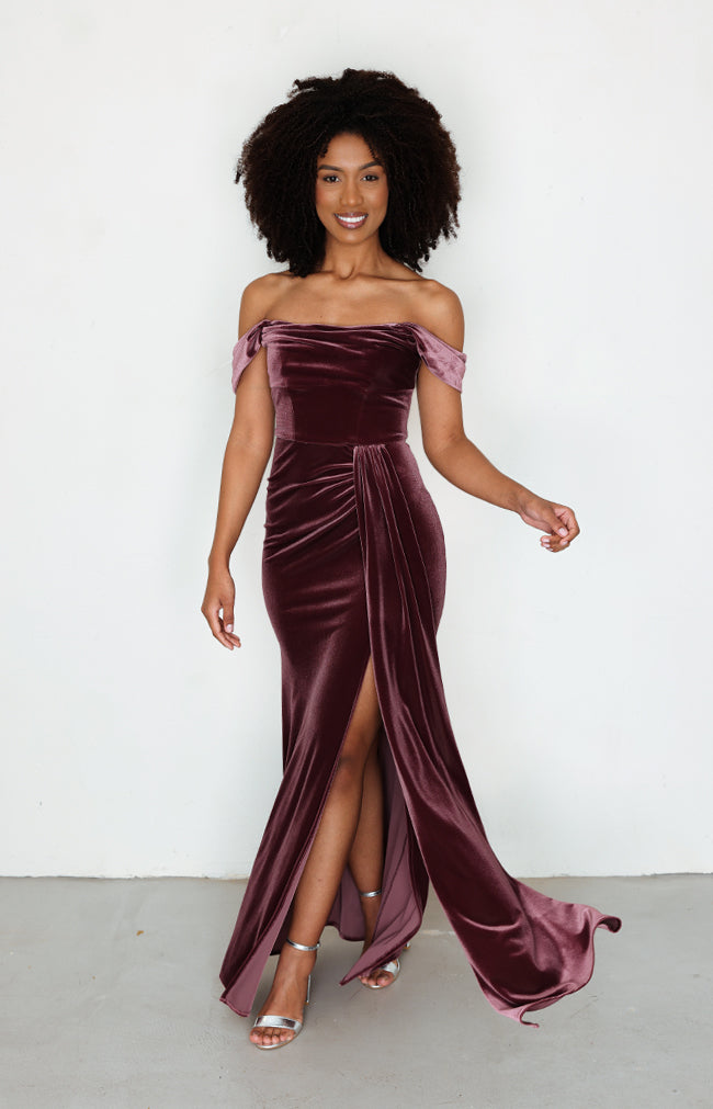 Sofia Velvet Gown - Damson
