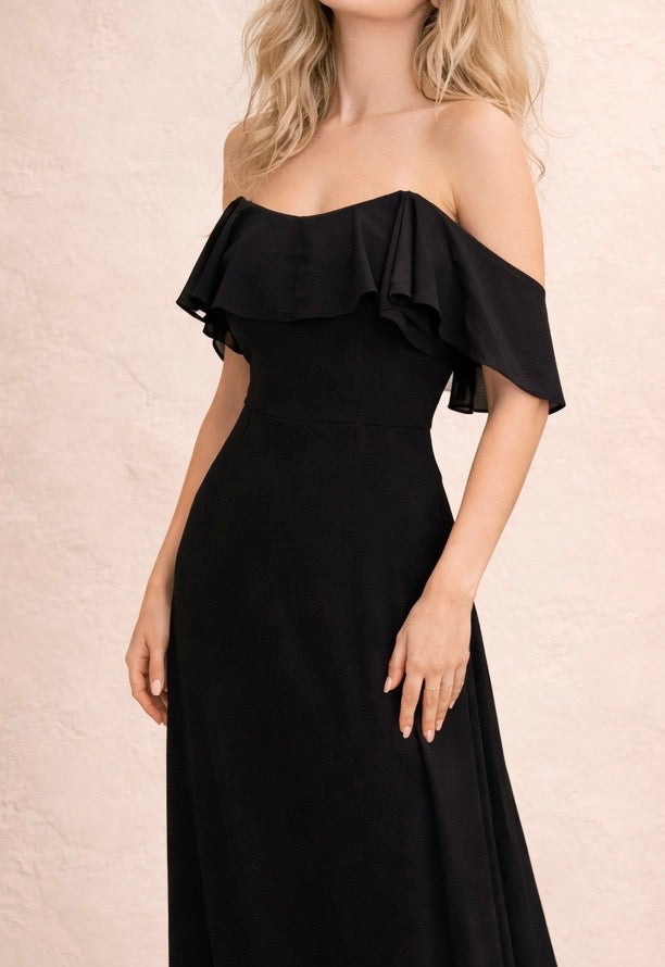 Freya Chiffon Gown - Black