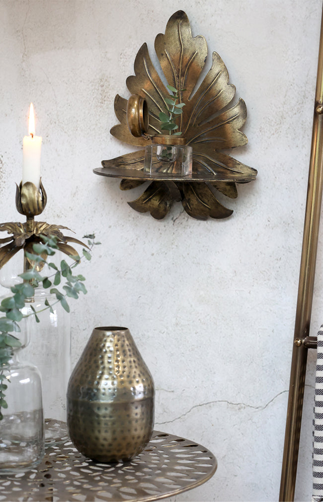 Leaf Shelf Antique brass