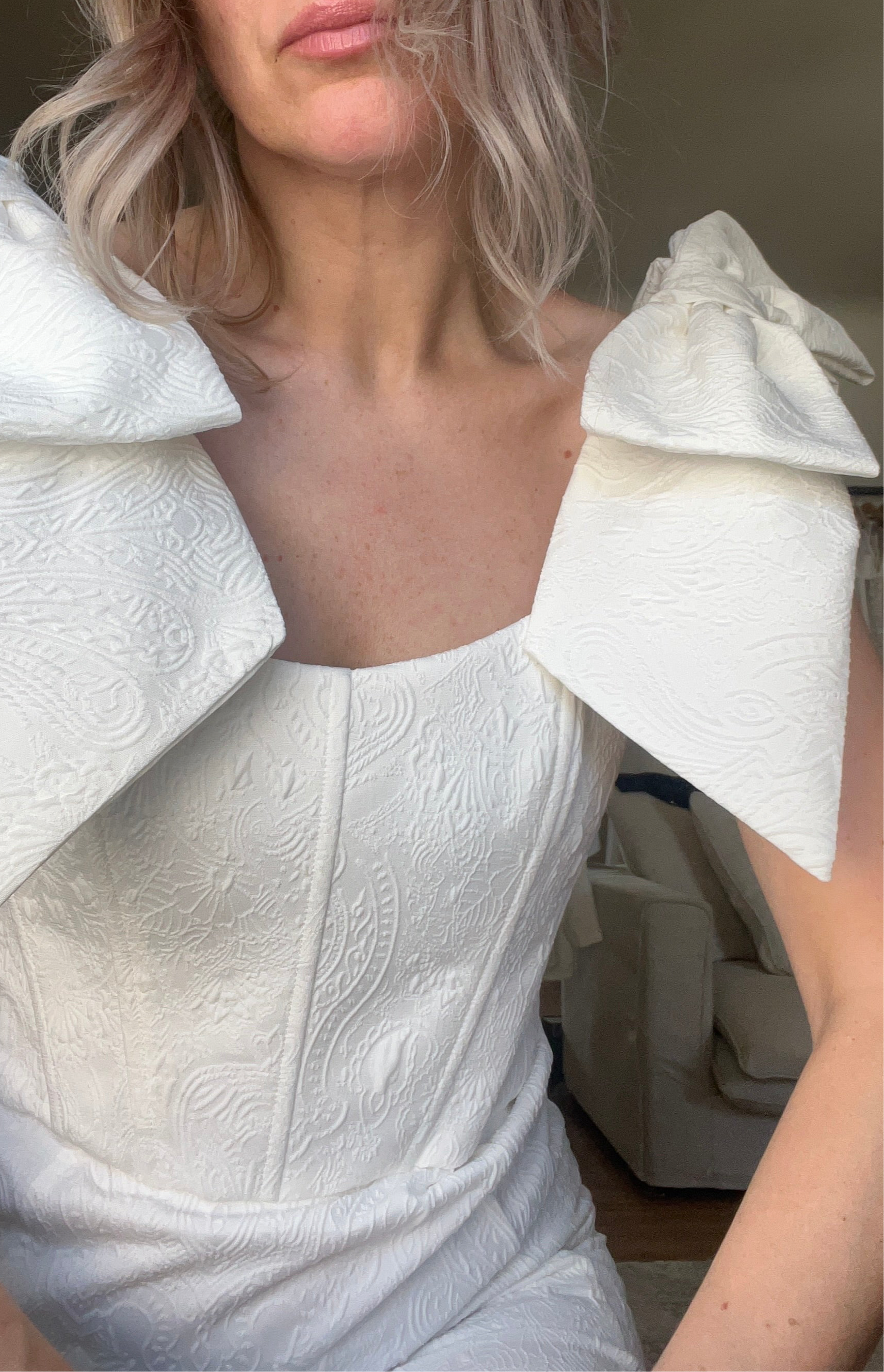 Aeren Jacquard Bow - Ivory