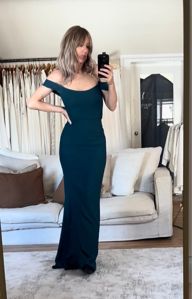 Pia Crepe Gown - Teal
