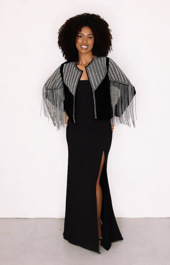 Rae Fringe Jacket - Black/Silver