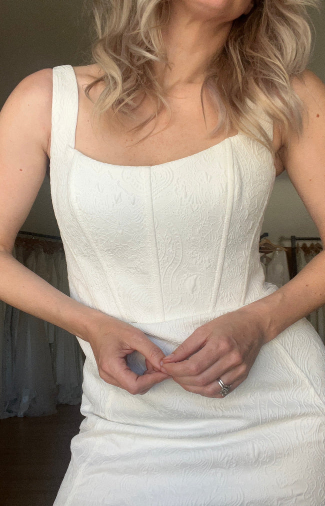 Aeren Jacquard Mini Dress - Ivory