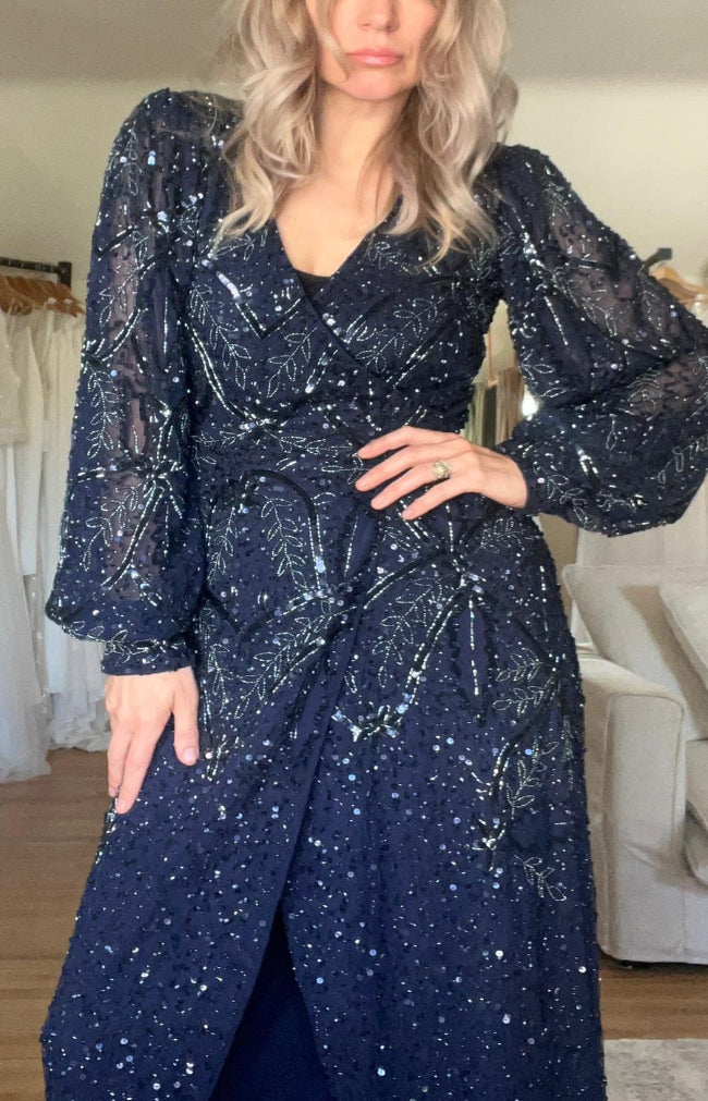 Cara Dress (Hand Beaded) - Midnight