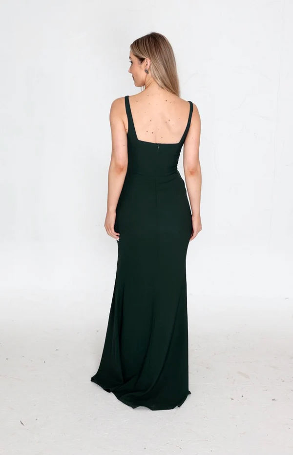 Edwina Crepe Gown - Forest Green