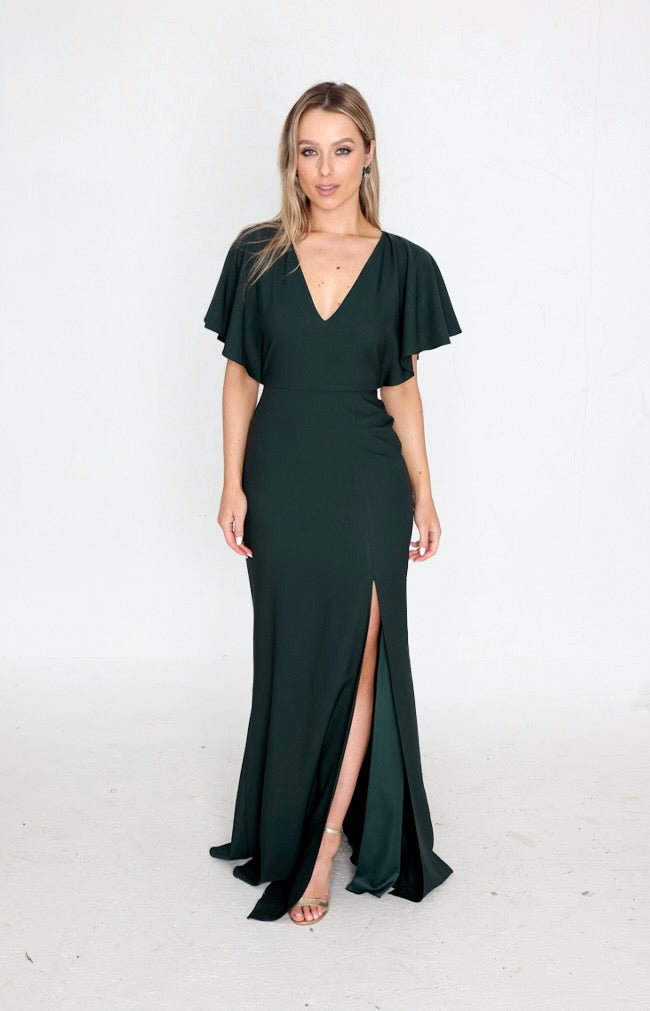 slim fit dress slacks Knot Front Dress - Botanical Green Satin main image 0