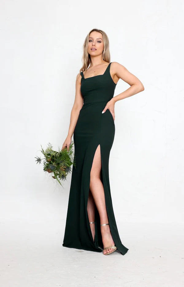 Edwina Crepe Gown - Forest Green