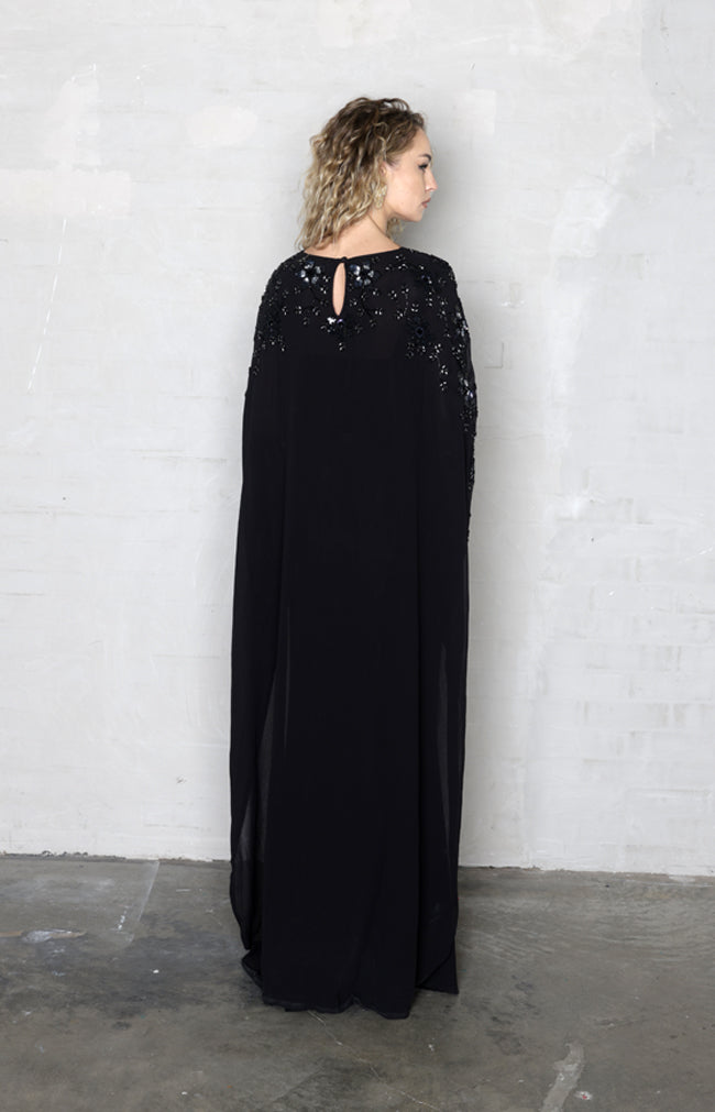 Karina Hand Embellished Cape - Black