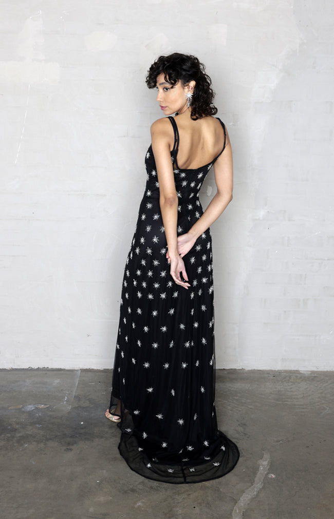 Paige Hand Embellished Gown - Black