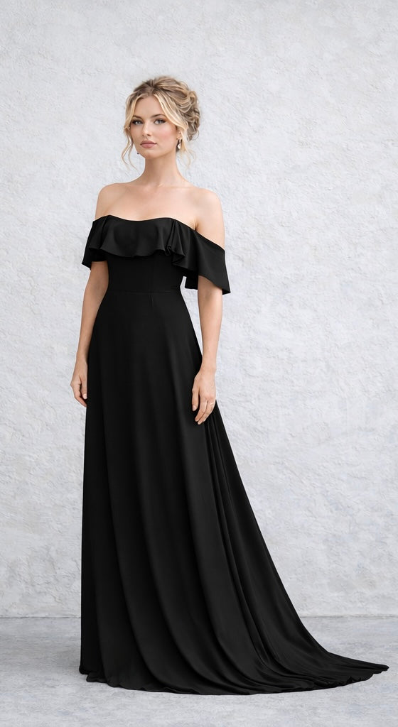 Freya Chiffon Gown - Black