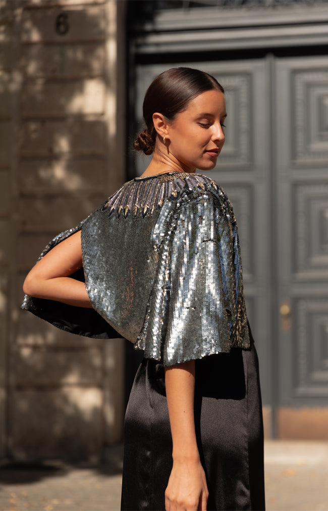 Florence Hand Beaded Cape - Limited Edition Silver