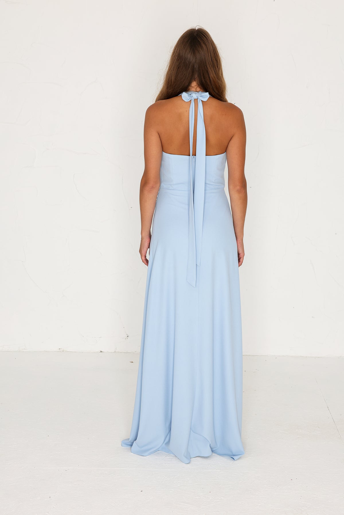 Millie Crepe Gown - Cashmere Blue