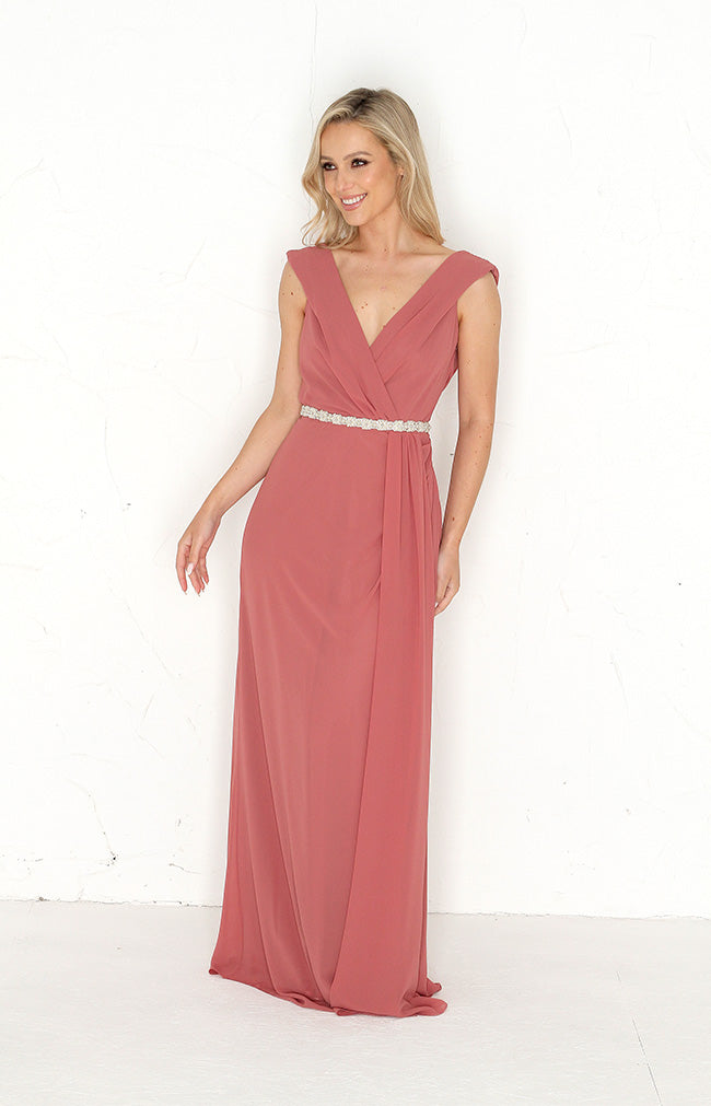 Eden Chiffon Gown - Marsala