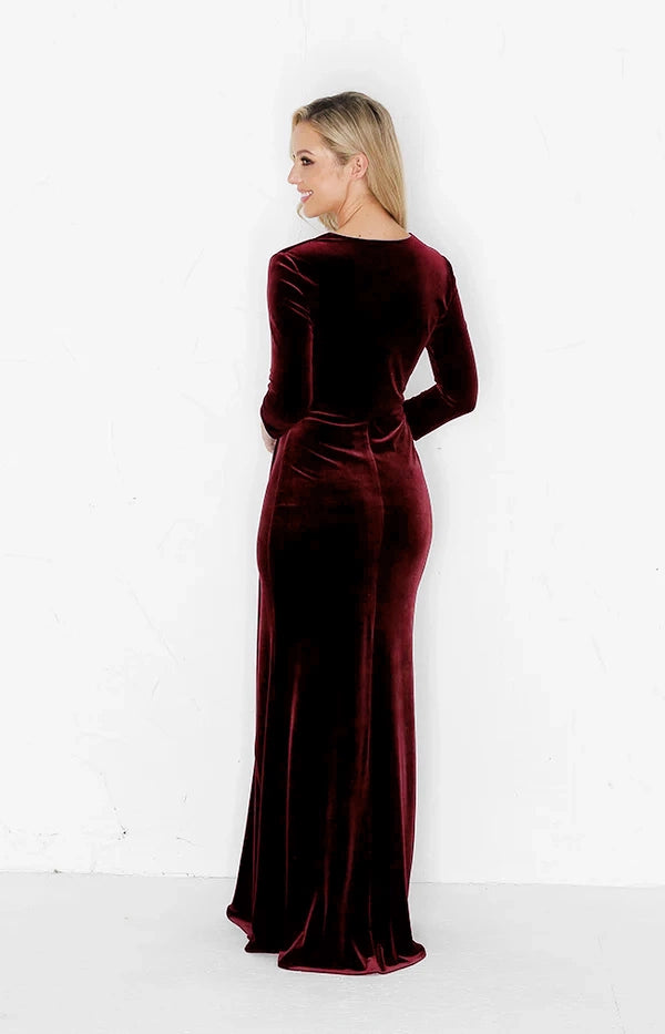 Anya Velvet Gown - Burgundy