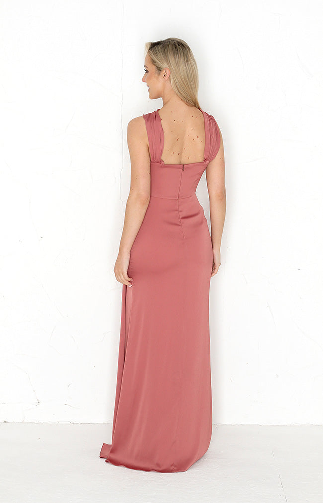 Caprice Satin Gown - Marsala