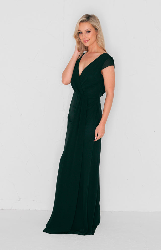 Eden Chiffon Gown - Forest Green