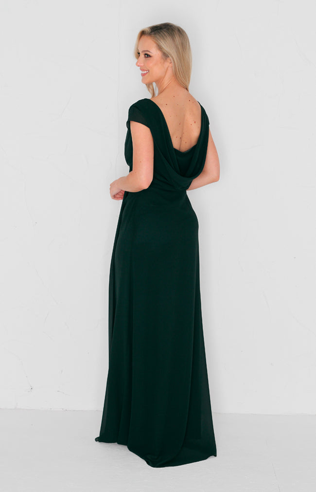 Eden Chiffon Gown - Forest Green