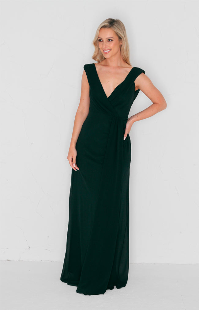 Eden Chiffon Gown - Forest Green