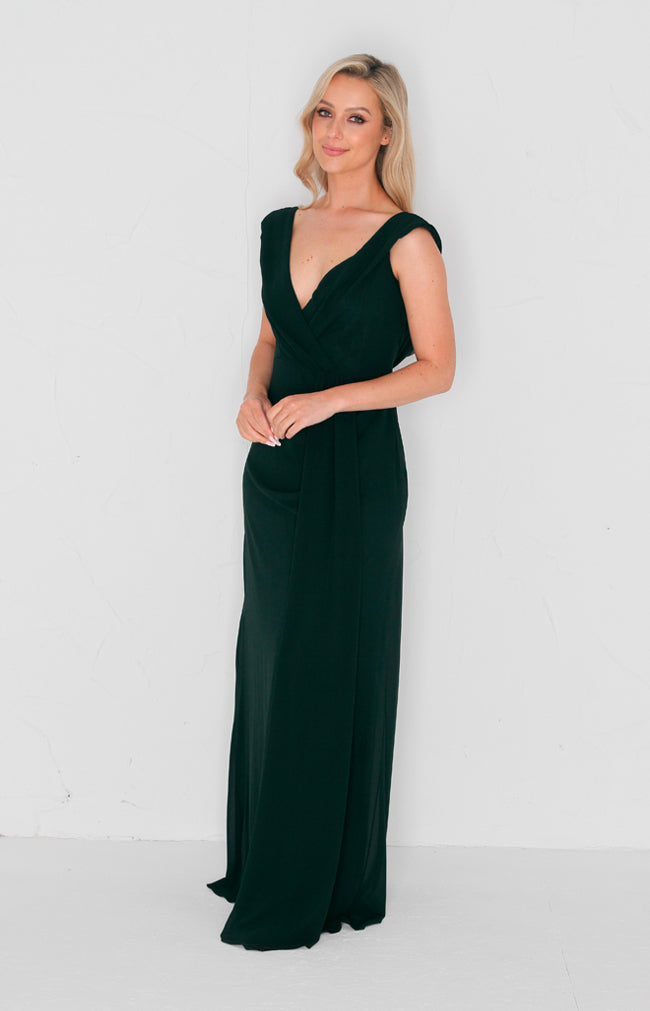 Eden Chiffon Gown - Forest Green