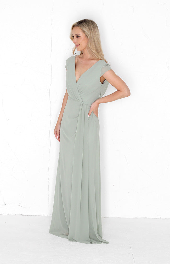 Eden Chiffon Gown - Sage