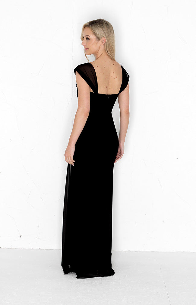 Austen Chiffon Gown - Black