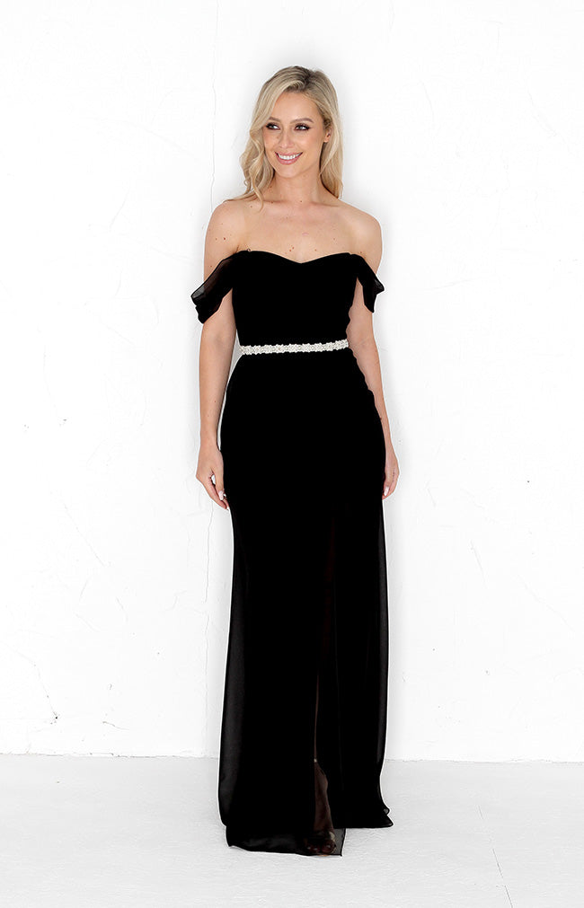 Austen Chiffon Gown - Black