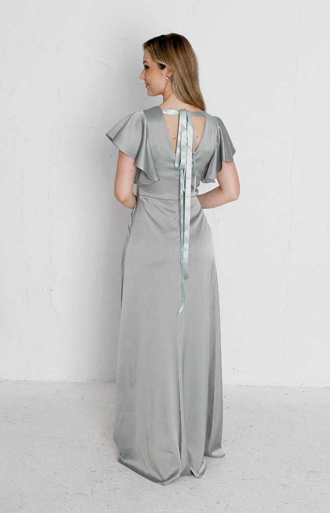 Della Satin Gown - Sage