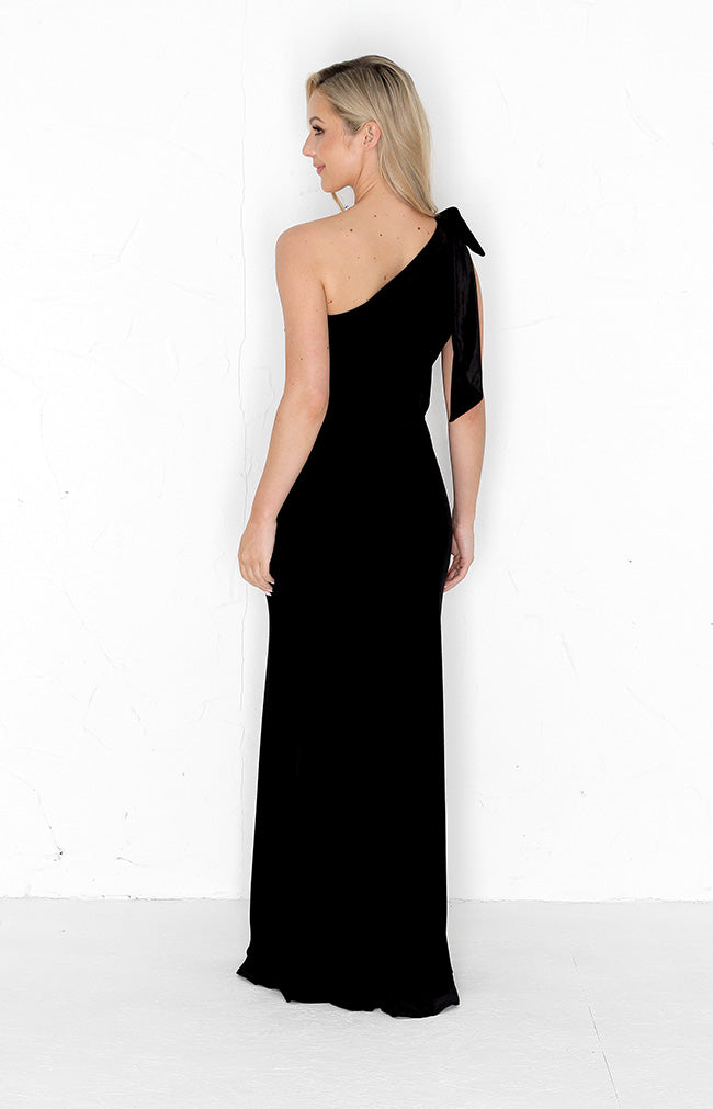 Fleur Velvet Gown Detachable Bow - Black