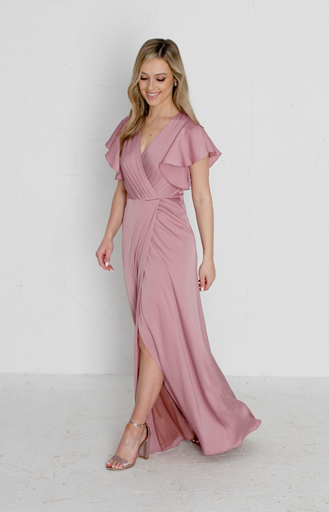Della Satin Gown - Dusty Rose