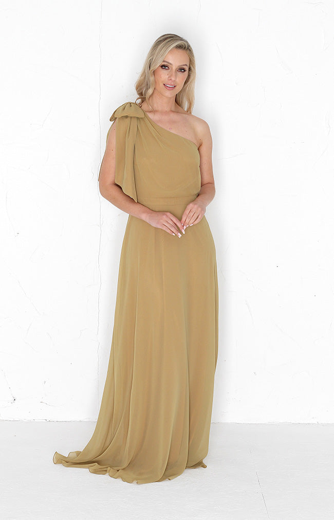 Fleur Chiffon Gown - Desert Sand