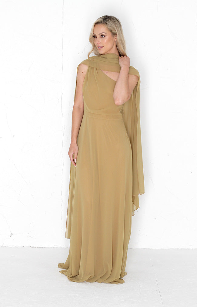 Fleur Chiffon Gown - Desert Sand