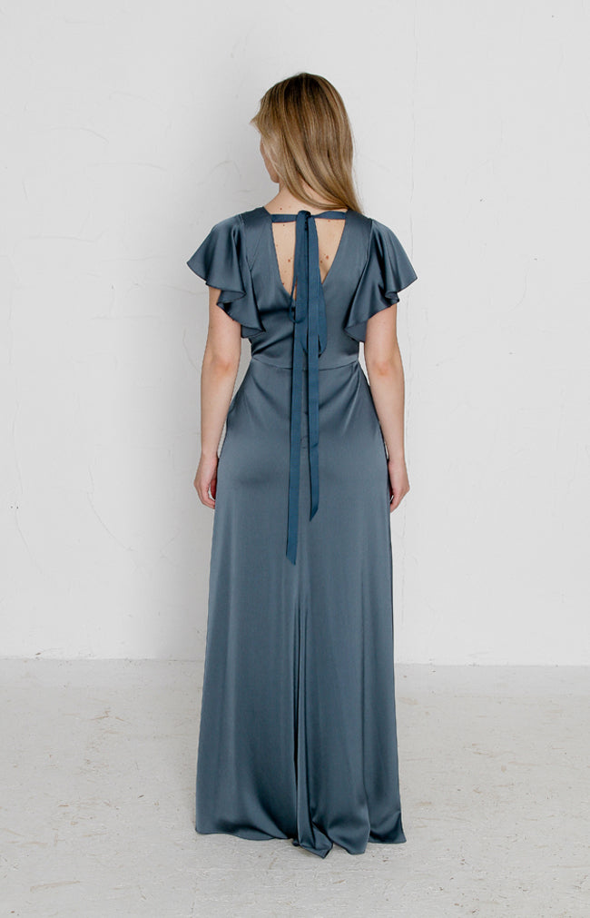 Della Satin Gown - Petrol
