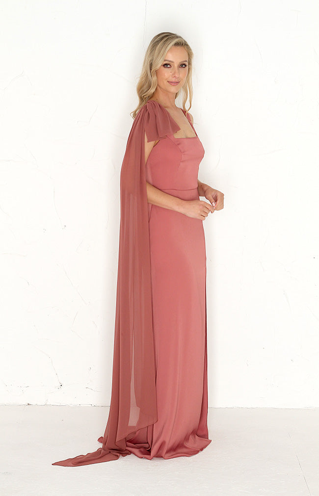Edwina Satin Gown - Marsala