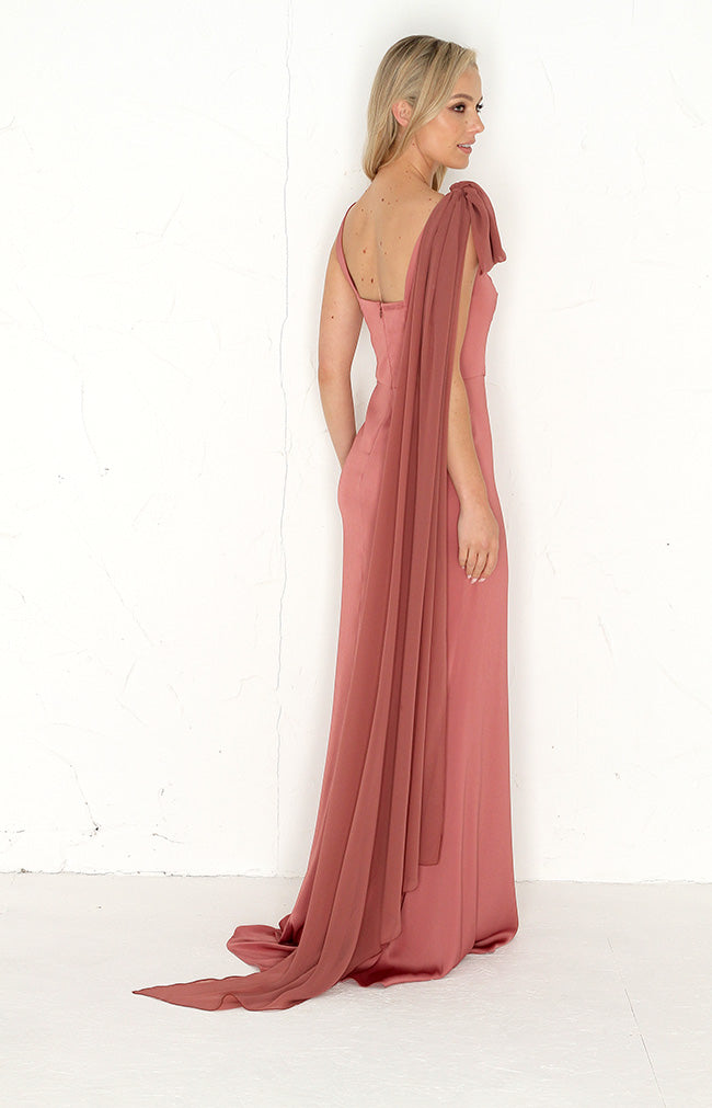 Edwina Satin Gown - Marsala