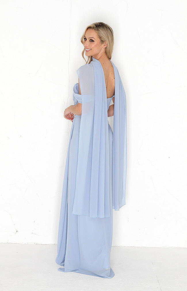 Austen Chiffon Gown - Cashmere Blue