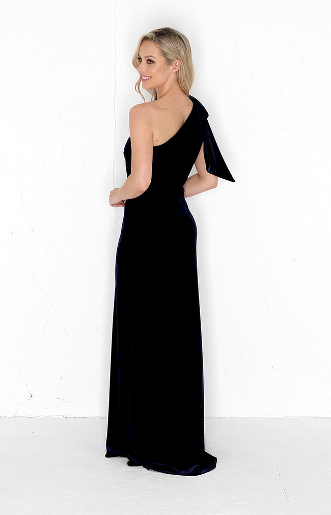 Fleur Velvet Gown Detachable Bow - Midnight