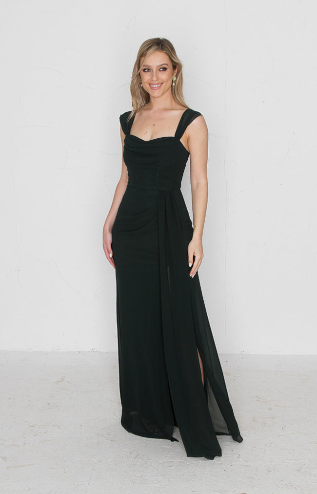 Austen Chiffon Gown - Forest Green