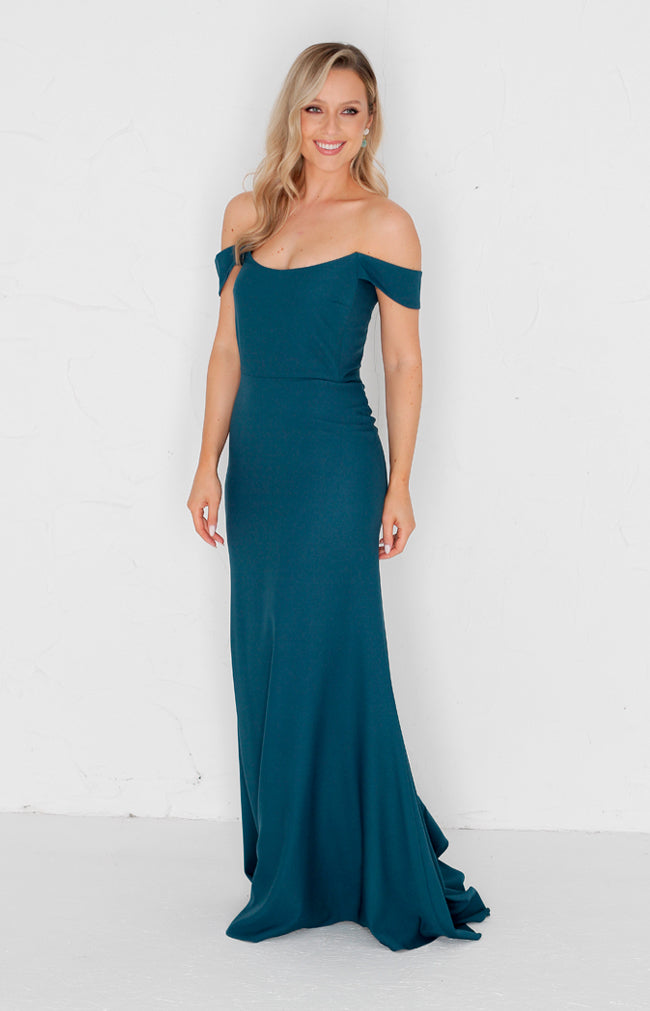Pia Crepe Gown - Teal