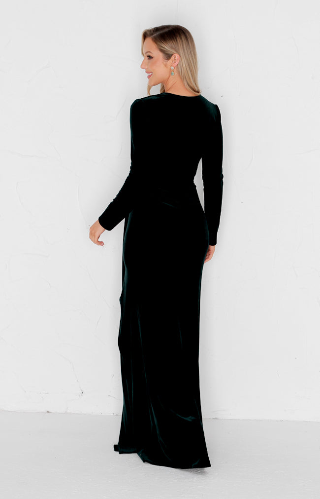 Anya Velvet Gown - Forest Green