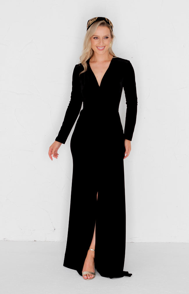 Anya Velvet Gown - Black