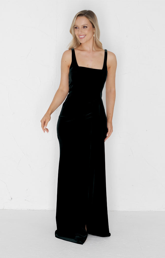 Renae Velvet Gown - Forest Green