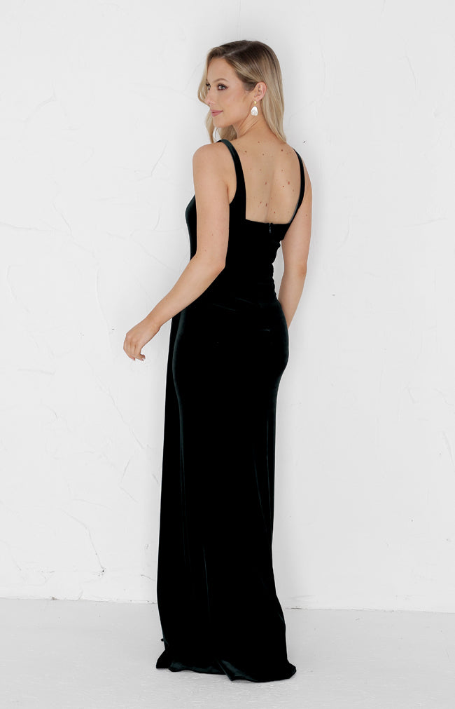 Renae Velvet Gown - Forest Green