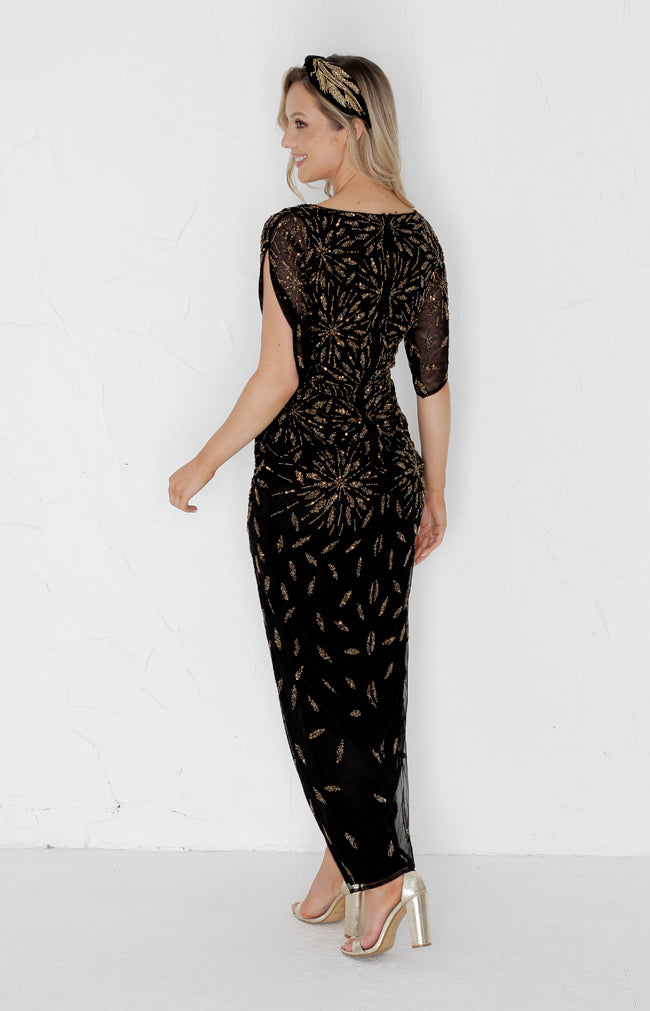 Azura Hand Beaded Dress - Black
