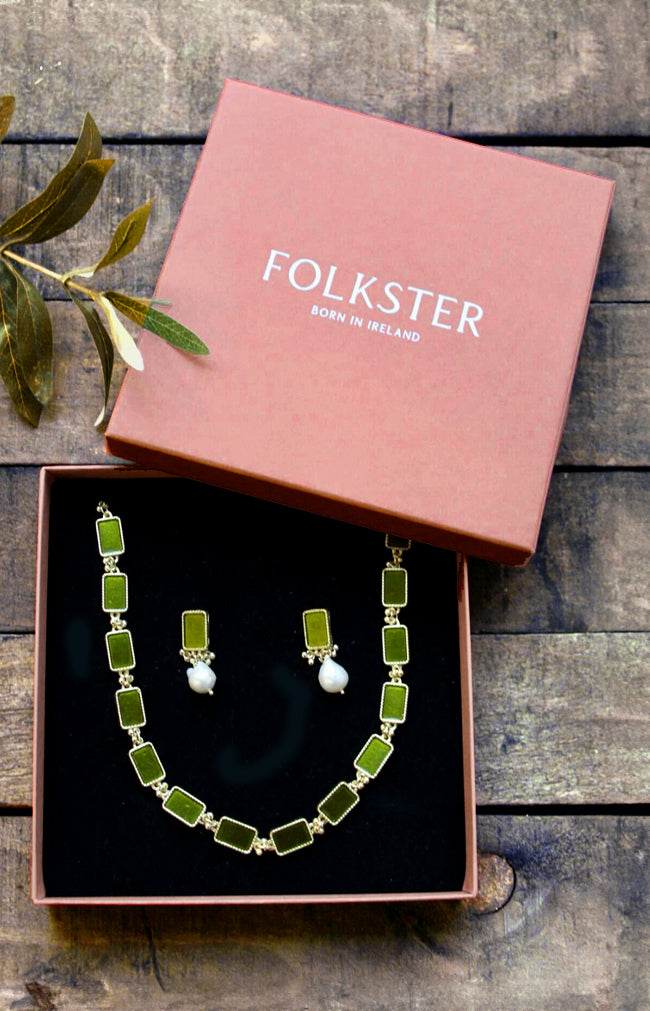 Olive Earring & Necklace Set