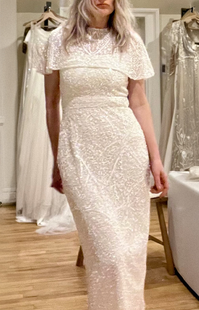 Verona Hand Beaded Cape - Ivory