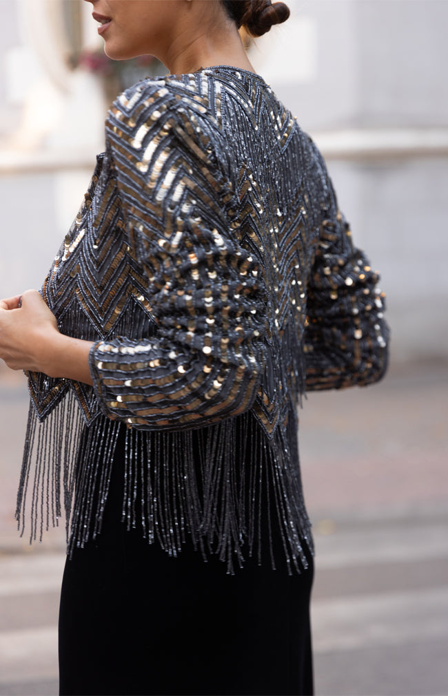 Stevie Hand Beaded Jacket - Limited Edition Charcoal