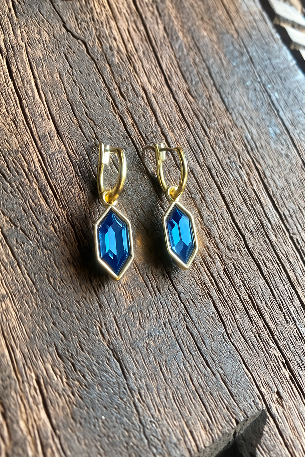 Gold Plated Abril Earrings - Lux Sapphire